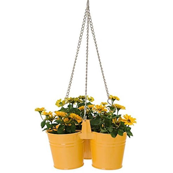 Next2Nature Enameled Galvanized Hanging 3 Planter Unit for 6.5 in. Plants, Saffron NE2588629